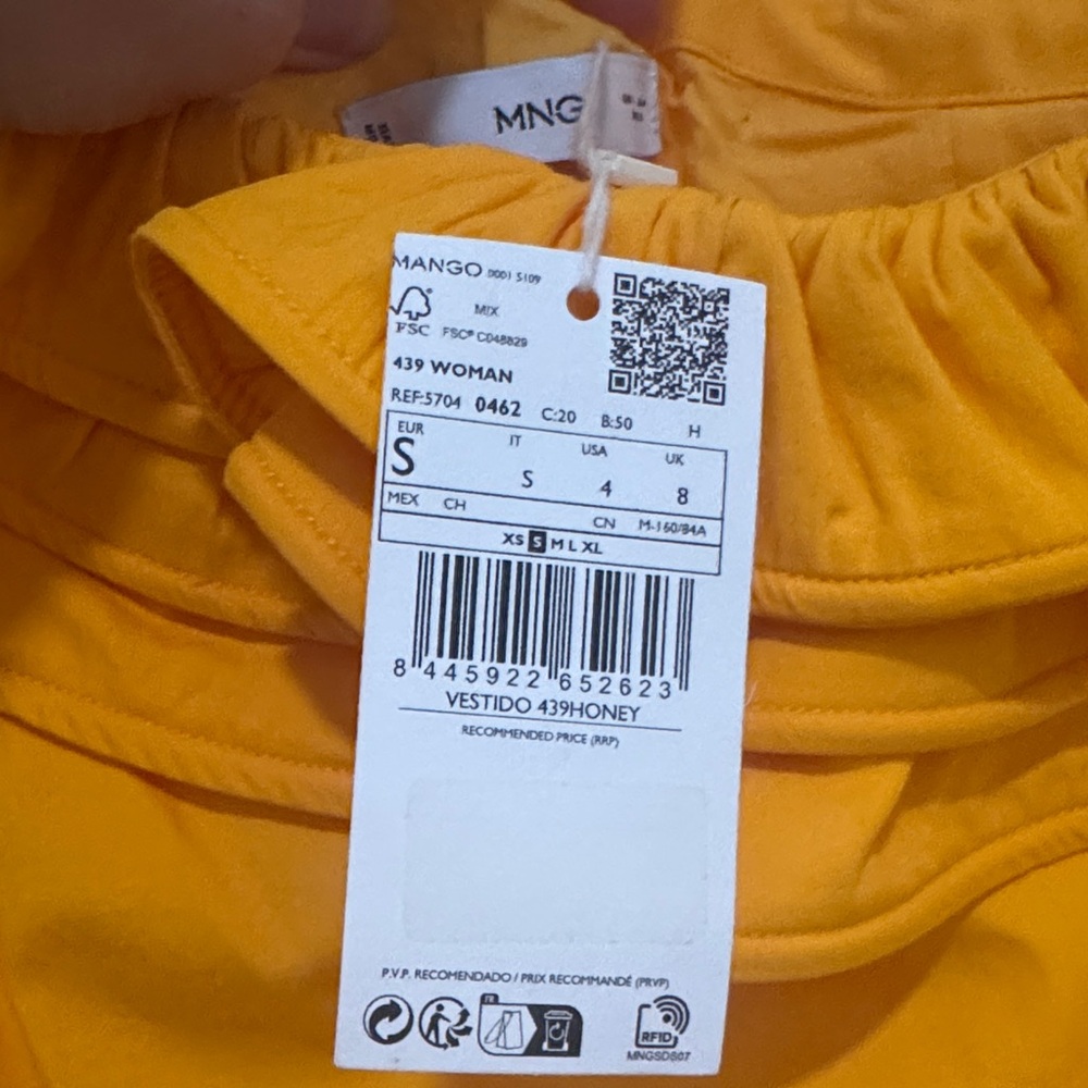 Mango One-Shoulder Ruffle Mini Dress in Orange - Picture 7 of 7
